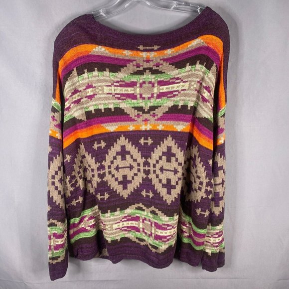 Ralph Lauren Southwest Aztec Print Cotton Sweater size L-XL - Picture 2 of 10